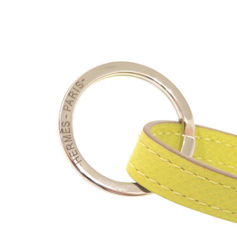 Hermes Porte Cles Collier de Chien Veau Epsom Lime Silver Key Holder Bag Charm