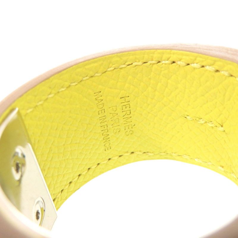 Hermes Porte Cles Collier de Chien Veau Epsom Lime Silver Key Holder Bag Charm