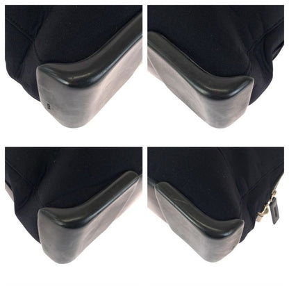 Prada Black Silver Urethane Leather Tote Shoulder Bag