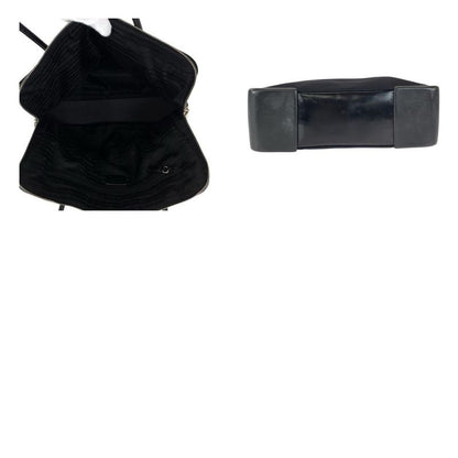 Prada Black Silver Urethane Leather Tote Shoulder Bag