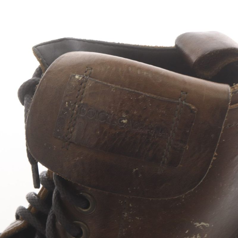 Dolce & Gabbana Short Boots Lace Up Leather Processing 6.5 Brown