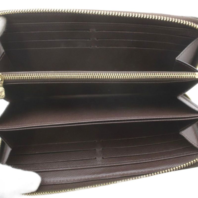 Louis Vuitton Zippy Wallet Zip Around Coin Purse Bill Brown Damier Checkered
