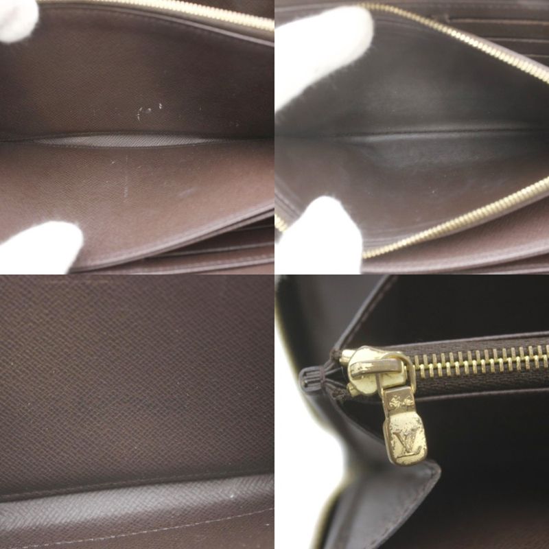 Louis Vuitton Zippy Wallet Zip Around Coin Purse Bill Brown Damier Checkered