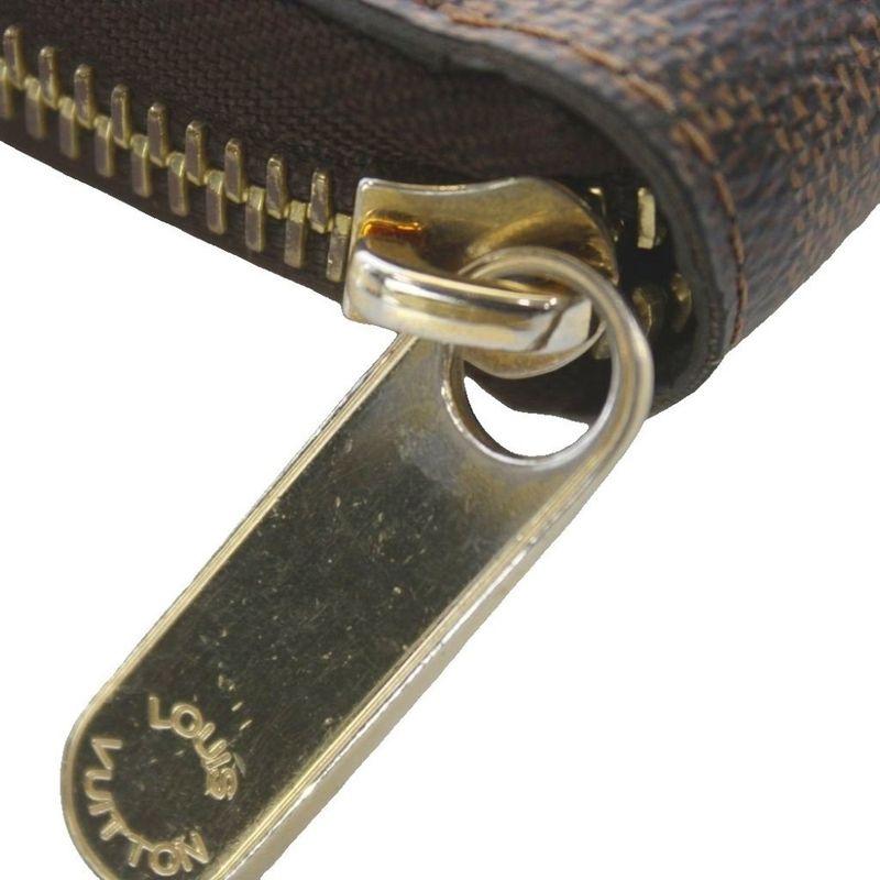 Louis Vuitton Zippy Wallet Zip Around Coin Purse Bill Brown Damier Checkered