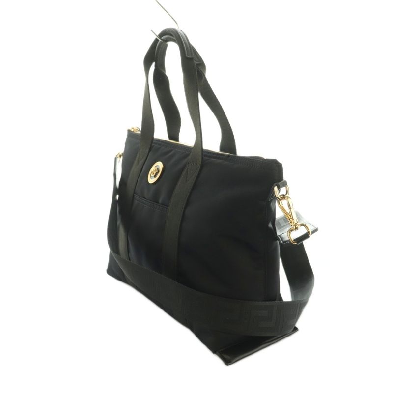 Versace Medusa Nylon 2-Way Shoulder Bag Black