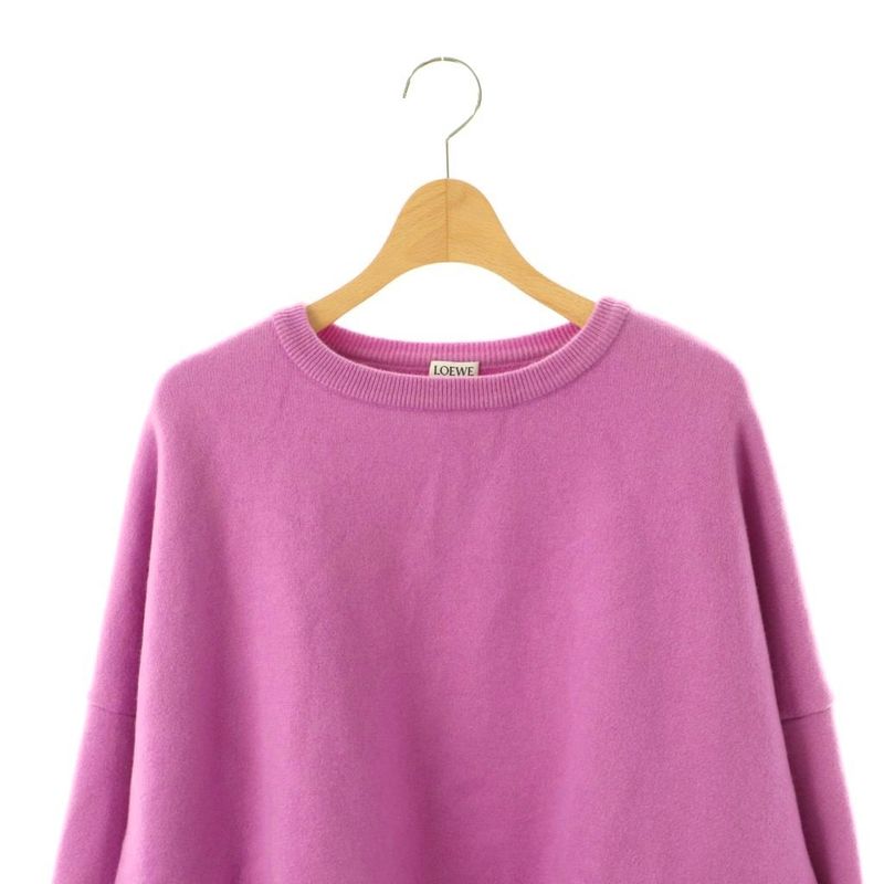 Loewe Anagram Embroidery Cashmere Neck Sweater Knit Pullover Xs Purple CX