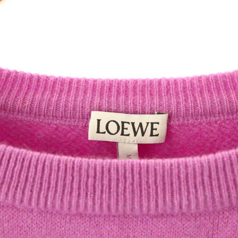 Loewe Anagram Embroidery Cashmere Neck Sweater Knit Pullover Xs Purple CX