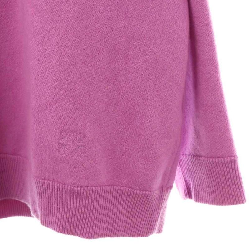 Loewe Anagram Embroidery Cashmere Neck Sweater Knit Pullover Xs Purple CX