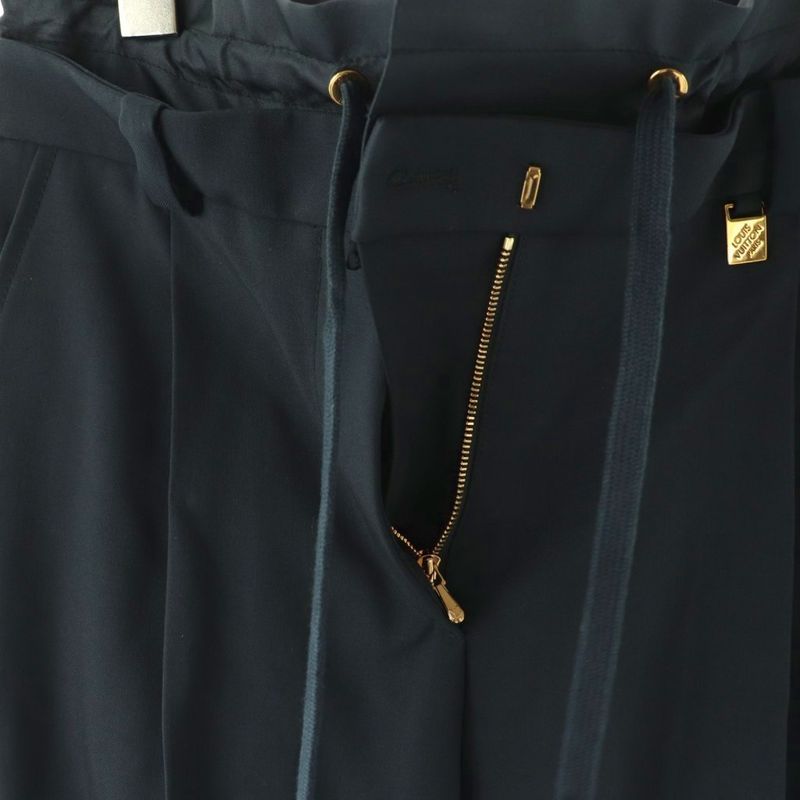 Louis Vuitton Trompe L'oeil Pants Tapered Double Waist Tuck 36 Navy CX