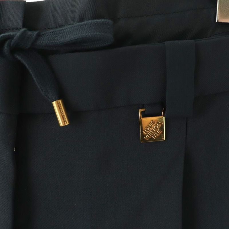 Louis Vuitton Trompe L'oeil Pants Tapered Double Waist Tuck 36 Navy CX