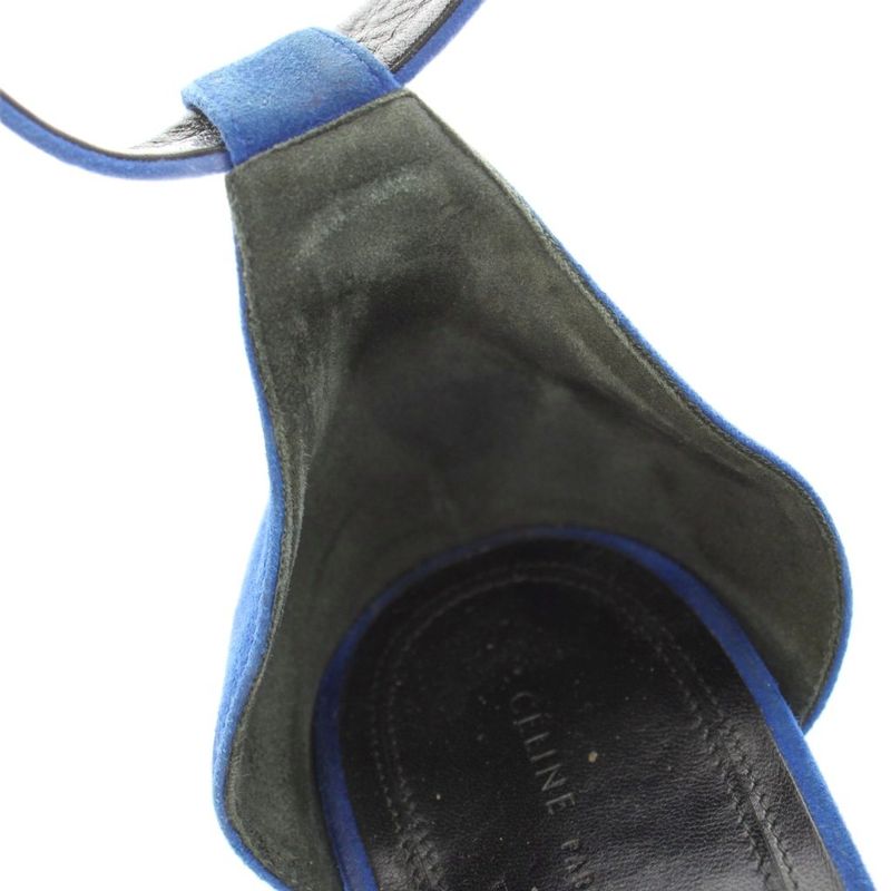 Celine Sandals Strap Suede 39 Blue KU