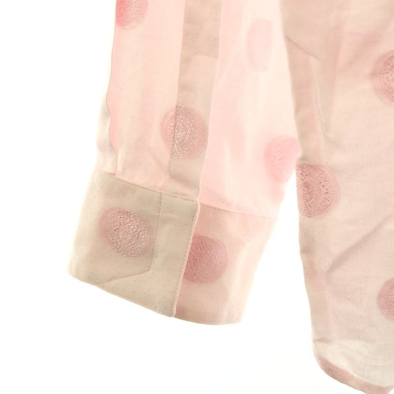 Versace Gianni Long Sleeve Shirt Dot Satin Light Pink CX