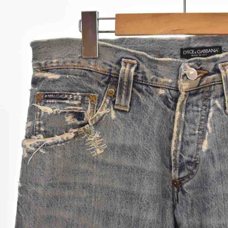 Dolce & Gabbana Denim Pants Jeans Distressed 44 Blue