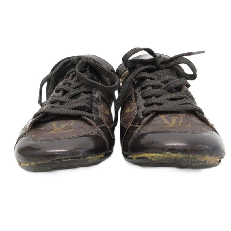 Louis Vuitton Globetrotter Monogram Sneakers Shoes Low Cut 36.5 Brown