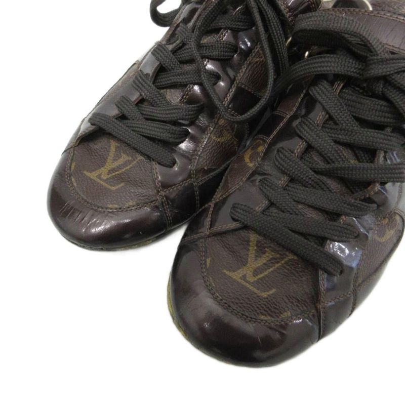 Louis Vuitton Globetrotter Monogram Sneakers Shoes Low Cut 36.5 Brown