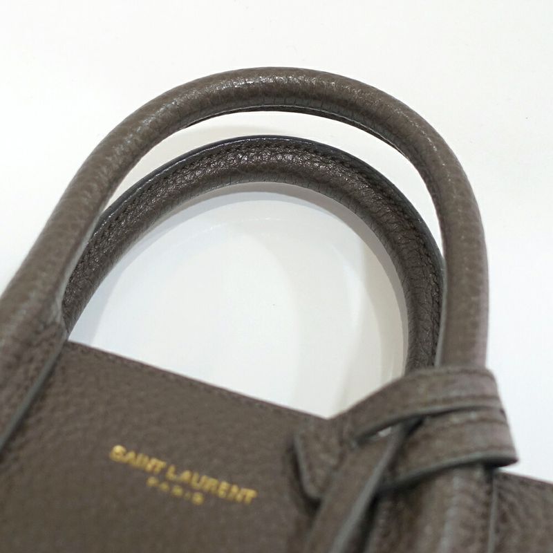 Saint Laurent Sac de Jour Nano Handbag 2-Way Leather Brown Gold