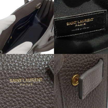 Saint Laurent Sac de Jour Nano Handbag 2-Way Leather Brown Gold