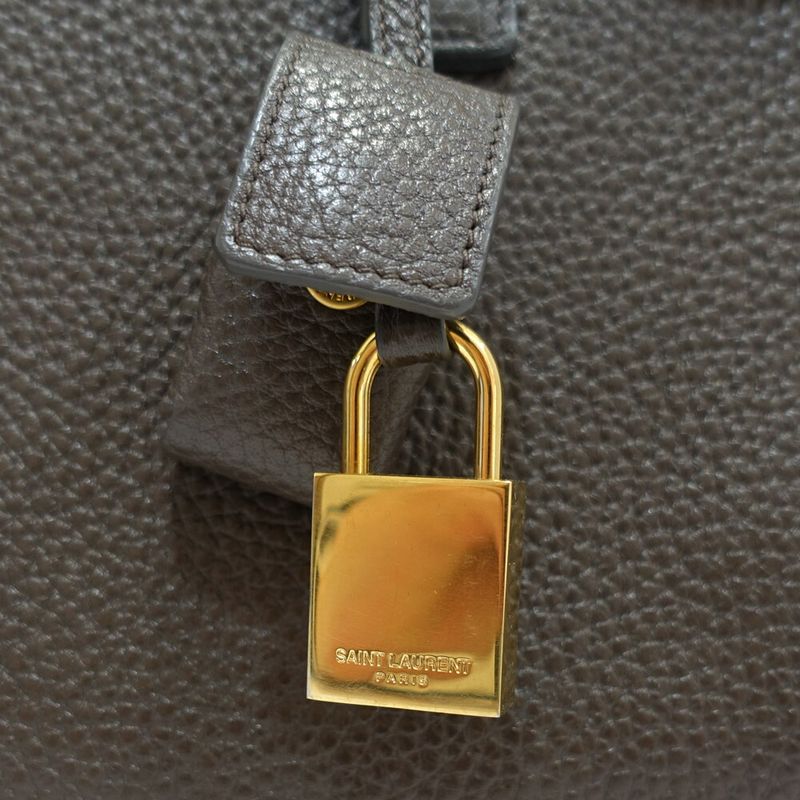 Saint Laurent Sac de Jour Nano Handbag 2-Way Leather Brown Gold