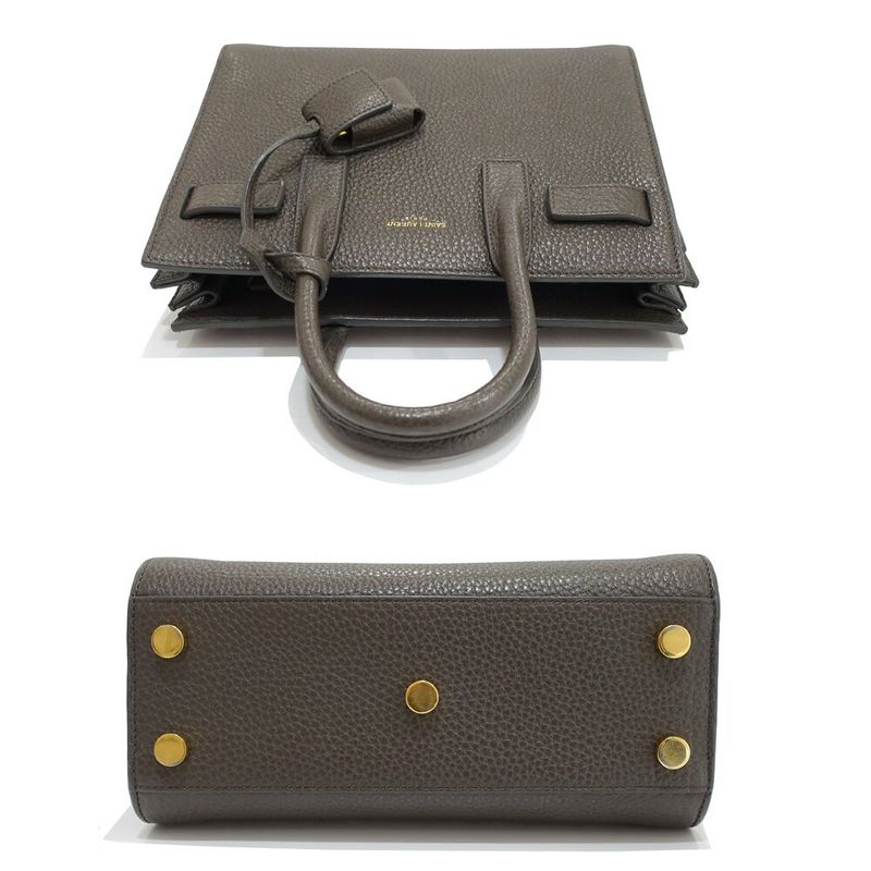 Saint Laurent Sac de Jour Nano Handbag 2-Way Leather Brown Gold