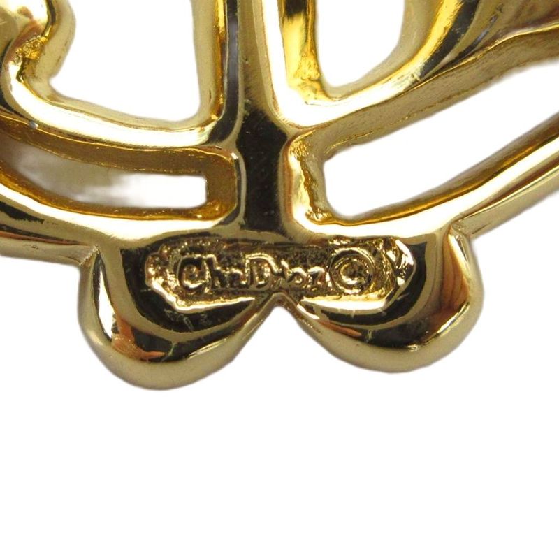 Dior Pin Brooch Emblem Line Stone Logo Gold