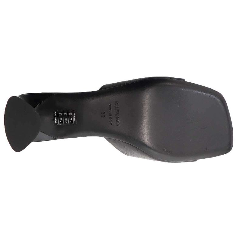 Balenciaga Logo Leather Heel Sandals Black 36