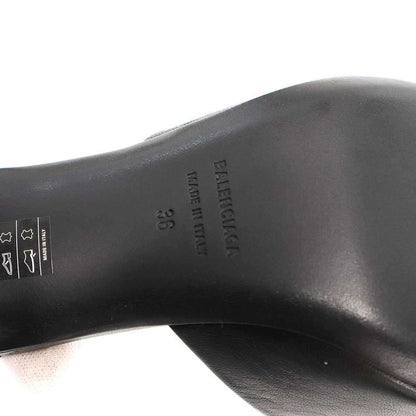 Balenciaga Logo Leather Heel Sandals Black 36
