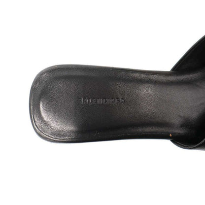 Balenciaga Logo Leather Heel Sandals Black 36