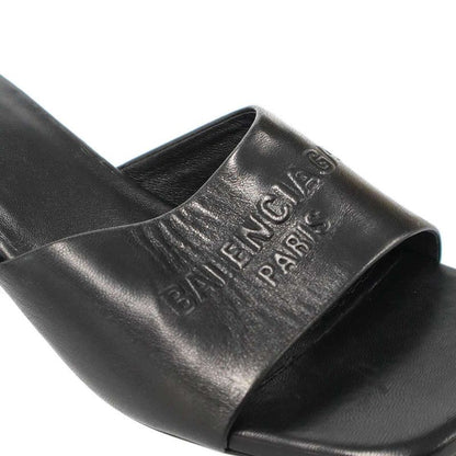 Balenciaga Logo Leather Heel Sandals Black 36