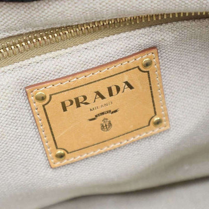 Prada Canapa Border Canvas Tote Red Black