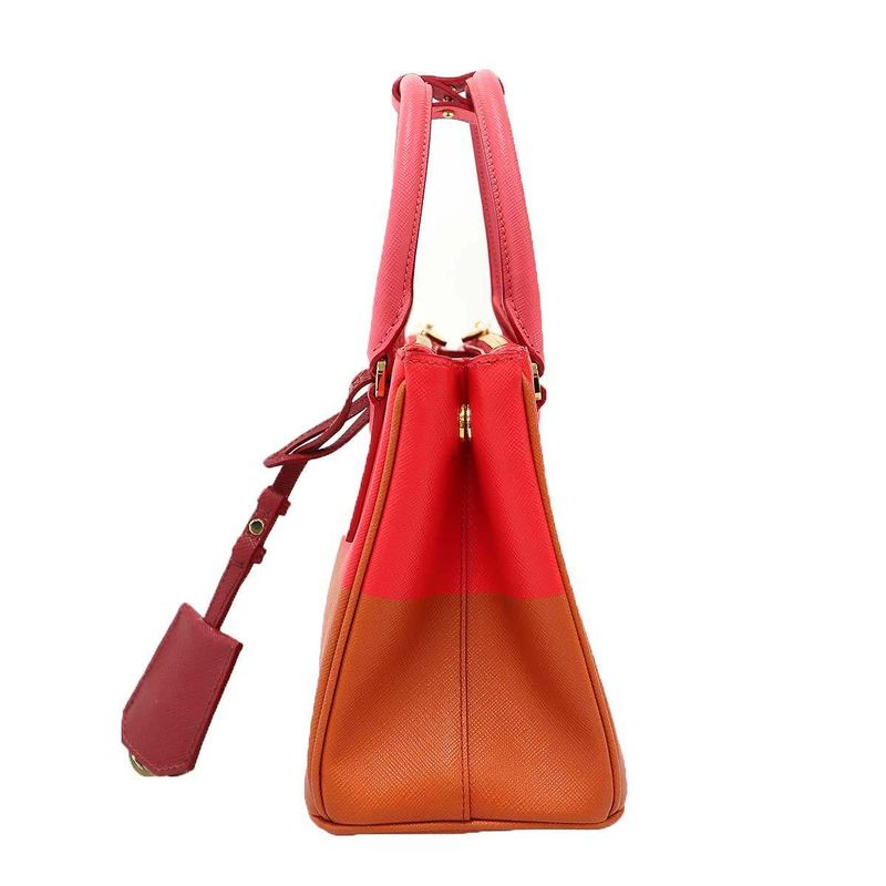 Prada Galleria Saffiano Special Edition Small Bicolor Shoulder Bag Red Orange
