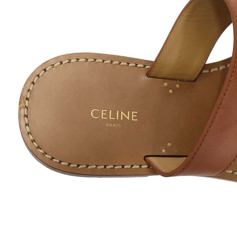 Celine Triomphe Thong Sandals Brown 36