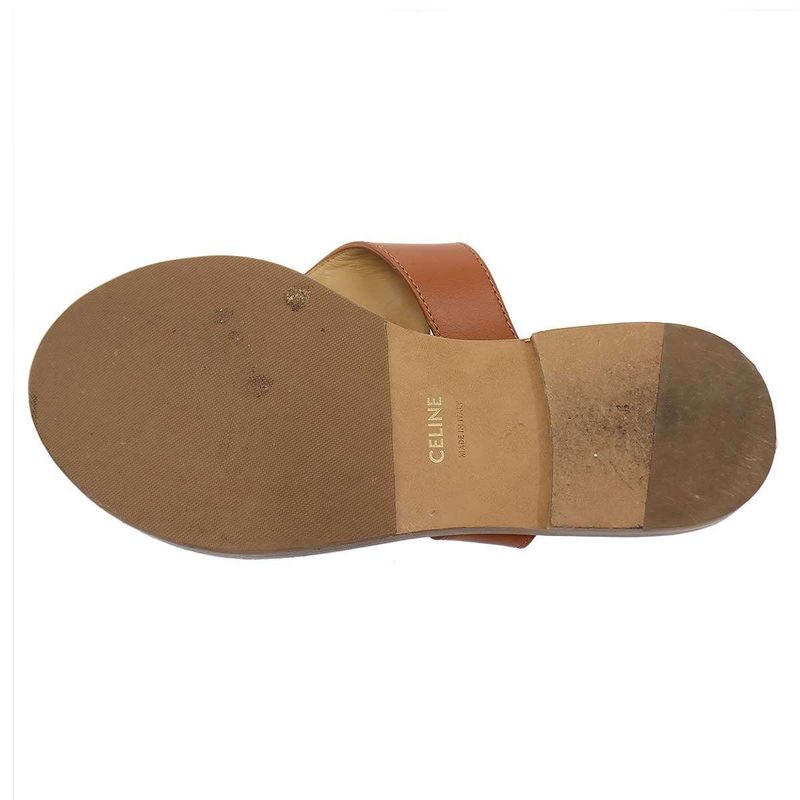 Celine Triomphe Thong Sandals Brown 36