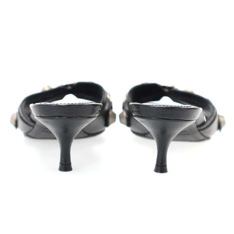 Balenciaga Cagole Studded Leather Mules Mule Sandals Black 36