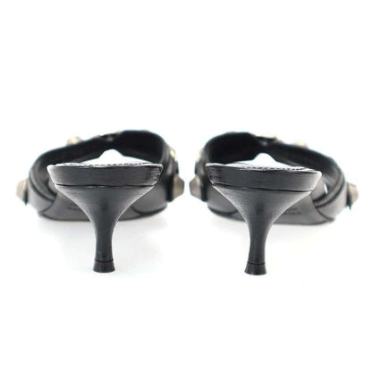 Balenciaga Cagole Studded Leather Mules Mule Sandals Black 36