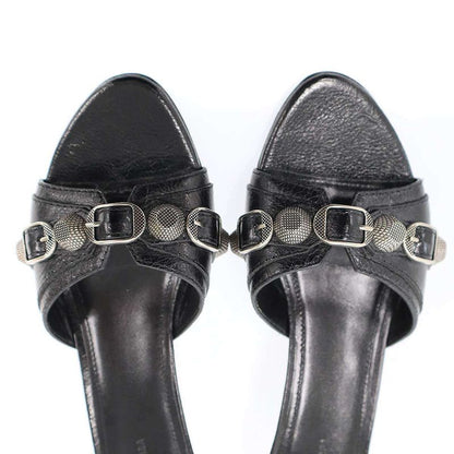 Balenciaga Cagole Studded Leather Mules Mule Sandals Black 36