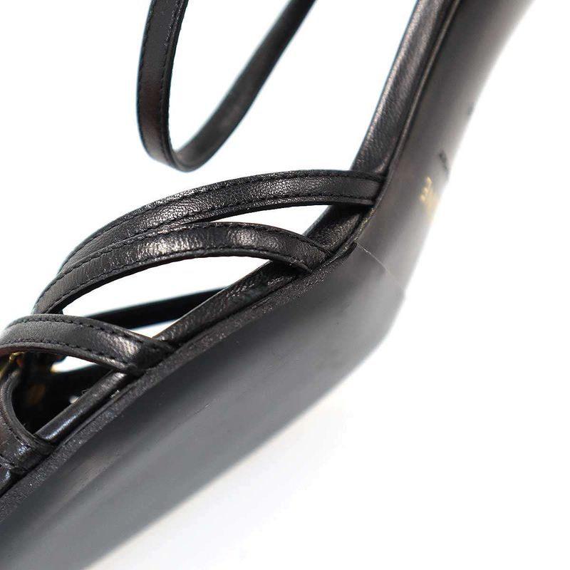 Celine Triomphe Charm Leather Sandals Black 36