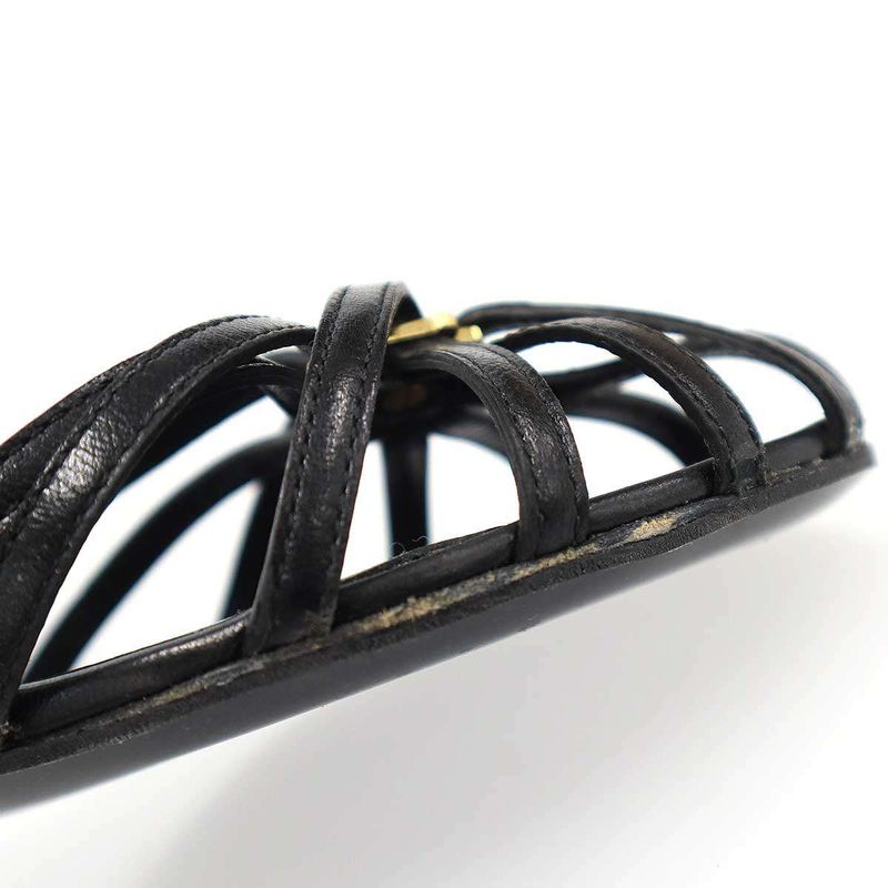Celine Triomphe Charm Leather Sandals Black 36