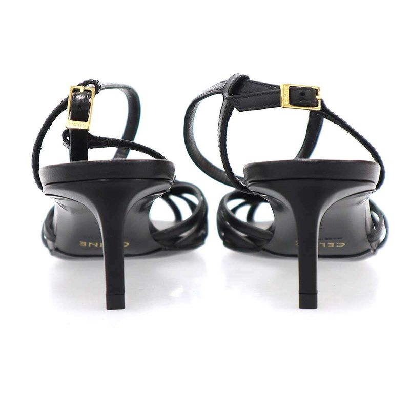 Celine Triomphe Charm Leather Sandals Black 36