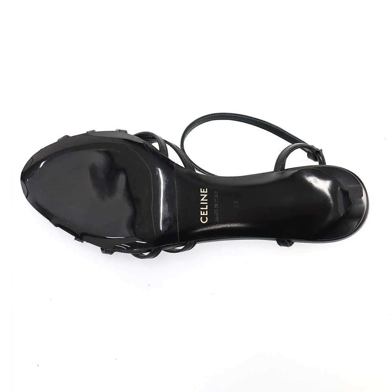 Celine Triomphe Charm Leather Sandals Black 36