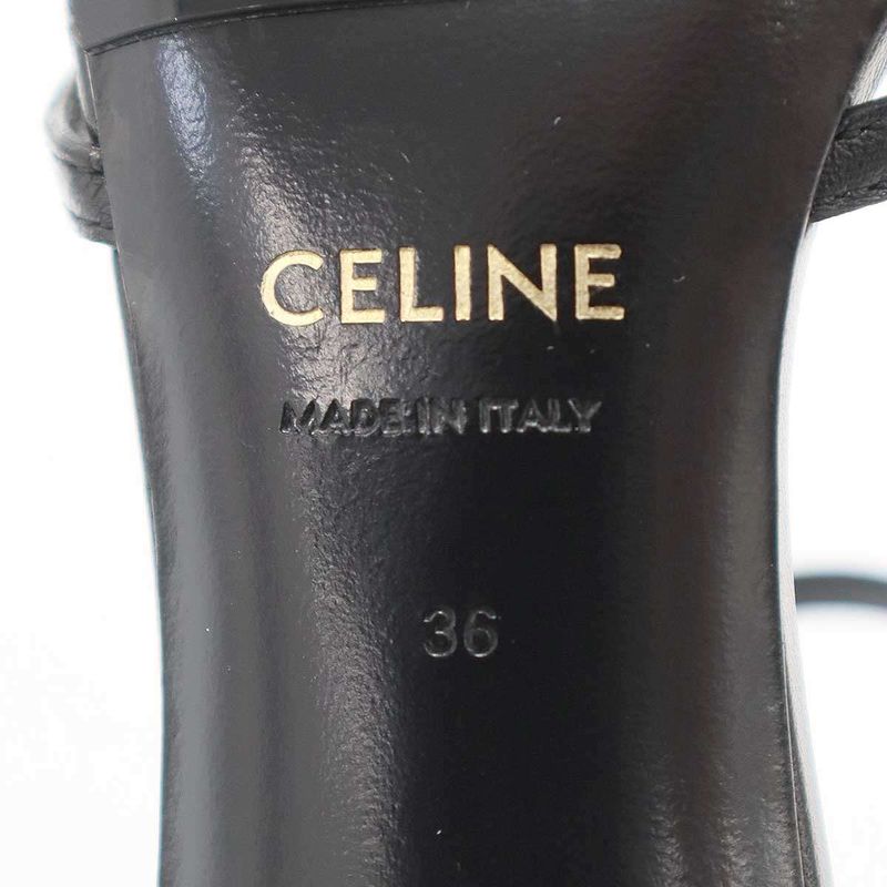Celine Triomphe Charm Leather Sandals Black 36