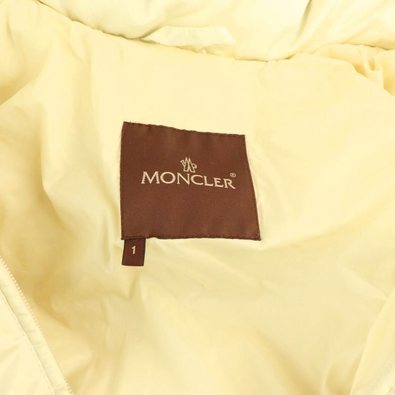 Moncler Brown Tag Down Jacket Hooded Fur 1 Ivory ES