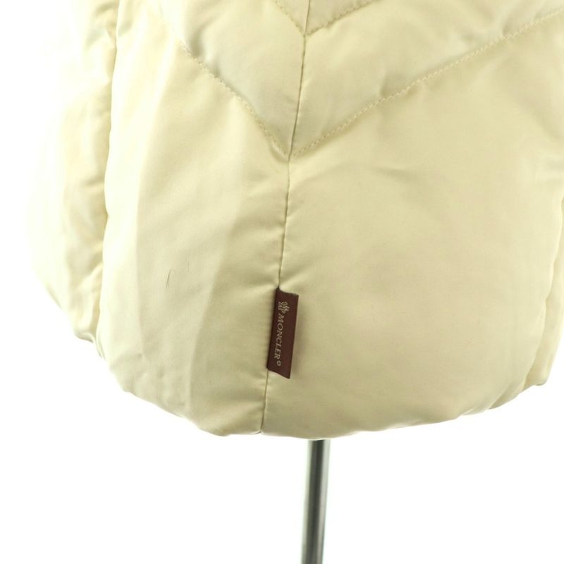 Moncler Brown Tag Down Jacket Hooded Fur 1 Ivory ES