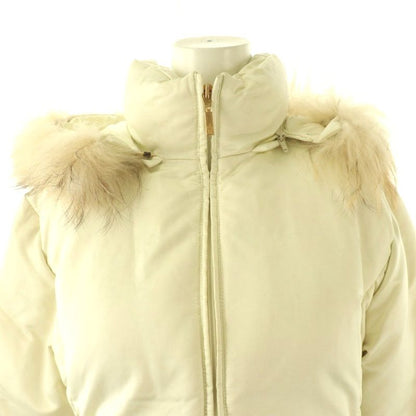 Moncler Brown Tag Down Jacket Hooded Fur 1 Ivory ES