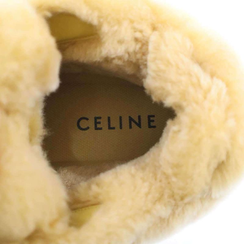 Celine Huntington Low Top Sneakers Shearling Beige 36