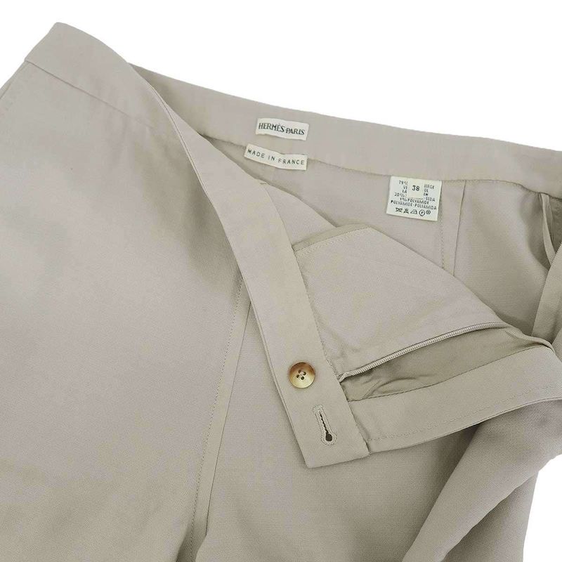 Hermes by Martin Margiela Wool Silk Trousers Pants Beige 38