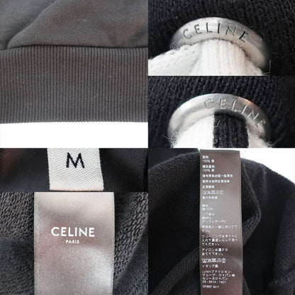 Celine Hoodie Black M Cotton Logo Long Sleeve Sweatshirt Top