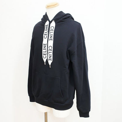 Celine Hoodie Black M Cotton Logo Long Sleeve Sweatshirt Top