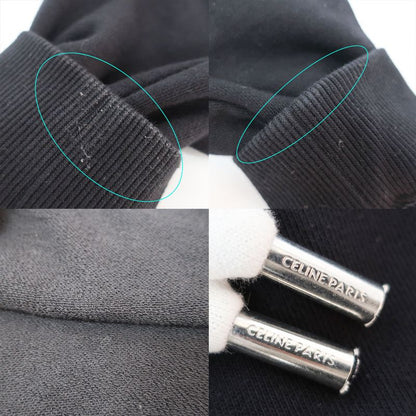 Celine Hoodie Black M Cotton Logo Long Sleeve Sweatshirt Top