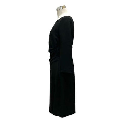 Prada Dress Crew Neck Aline Gathered 3/4 Sleeve Knee Length 38 Black