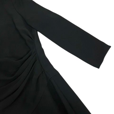 Prada Dress Crew Neck Aline Gathered 3/4 Sleeve Knee Length 38 Black